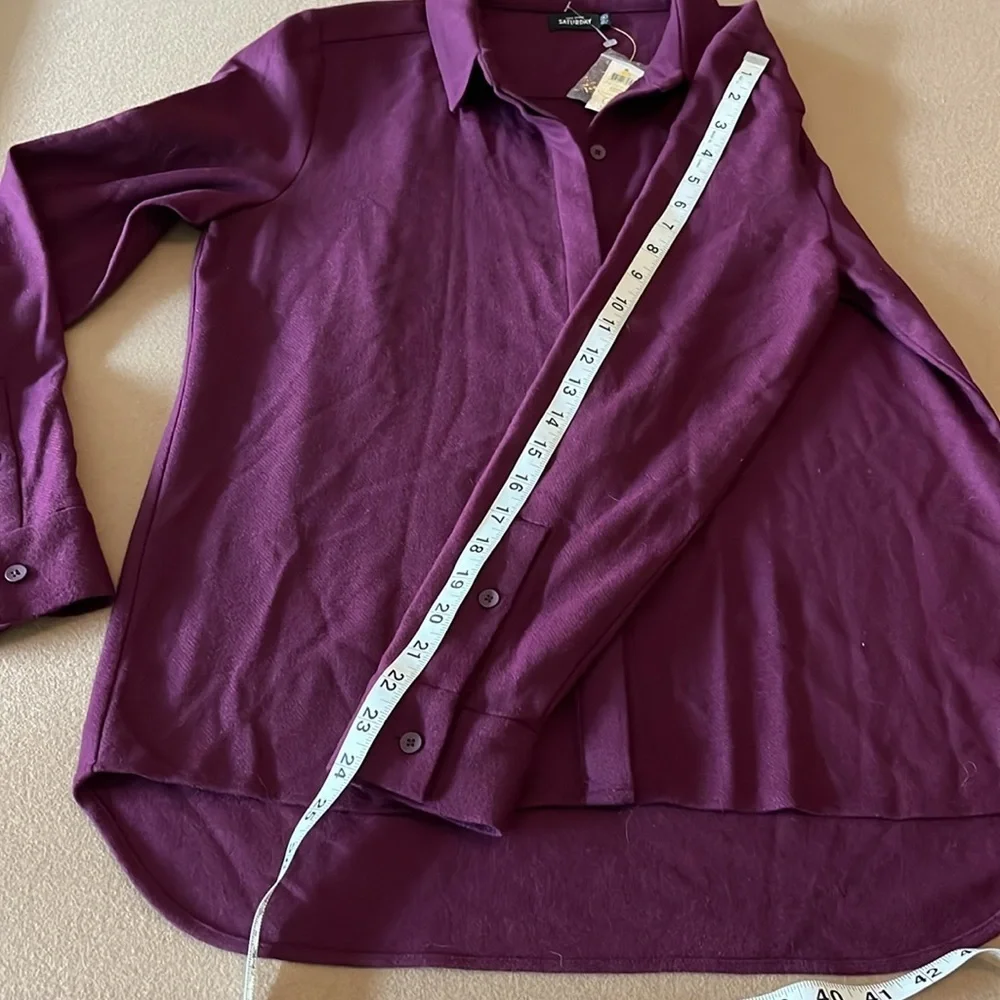 KATE SPADE SATURDAY Perfect Day Shirt - Wool Blend- Plum - Size M